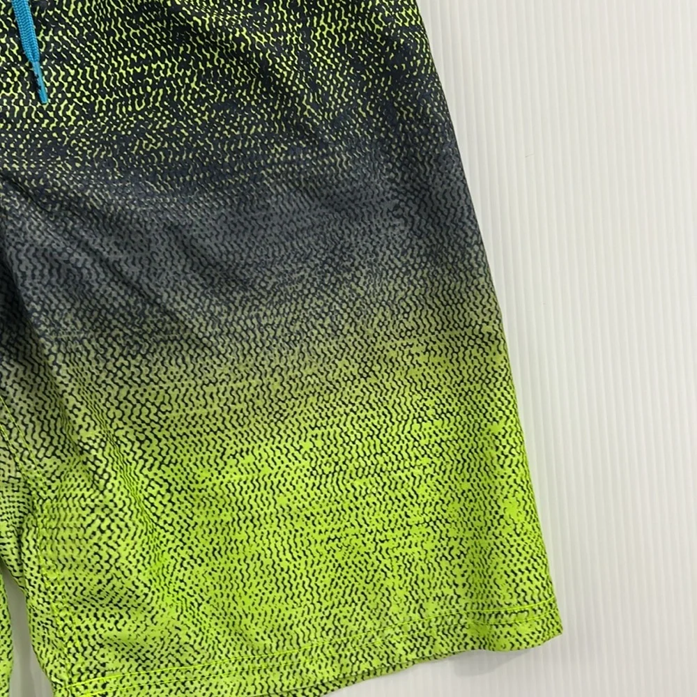437. Under Armour Kids Swim Trunks - Black‎ and Neon Green (YXL)